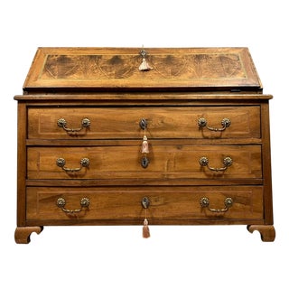 Louis Xv Period Scriban Chest of Drawers in Walnut, Burl and Marquetry Fillets, 1750 For Sale