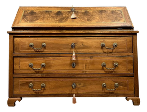 Louis Xv Period Scriban Chest of Drawers in Walnut, Burl and Marquetry Fillets, 1750