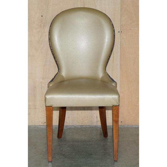 English Elm Hall Chairs with Damask Upholstery, Set of 2 For Sale - Image 3 of 18