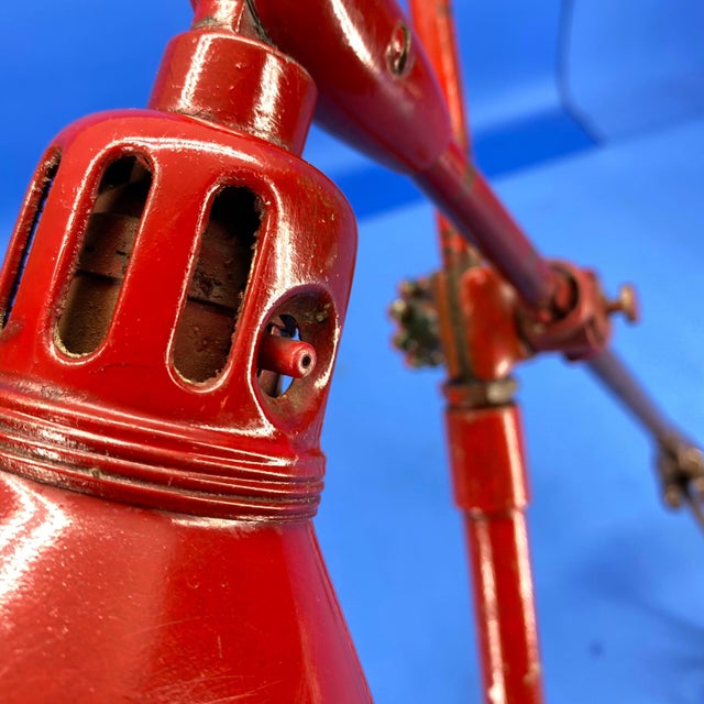 Early 20th Century Large Red Industrial Metal Floor Lamp By O. C. White For Sale - Image 10 of 12