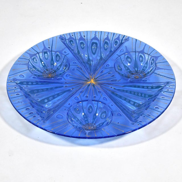 Mid-Century Modern Higgins Fused Glass Tidbit Tray For Sale - Image 3 of 9
