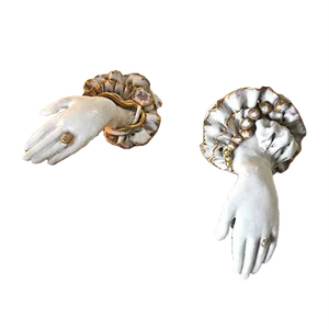 Art Deco Ceramic Hand Sculptures, 1930s, Set of 2
