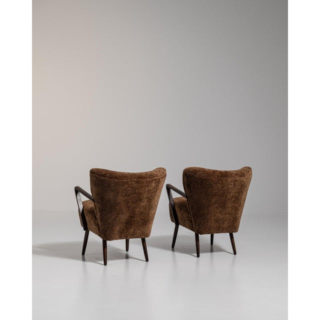 1940s Mid-Century Modern Brown Wood Pair of Club Chairs For Sale - Image 11 of 13