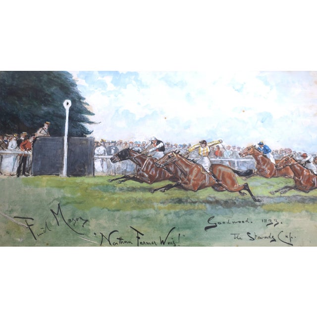 Art Sz: 7 1/2"H x 14"W Frame Sz: 13 5/8"H x 19 7/8"W The 1899 Stewards' Cup at Goodwood was won by the five-year-old bay...