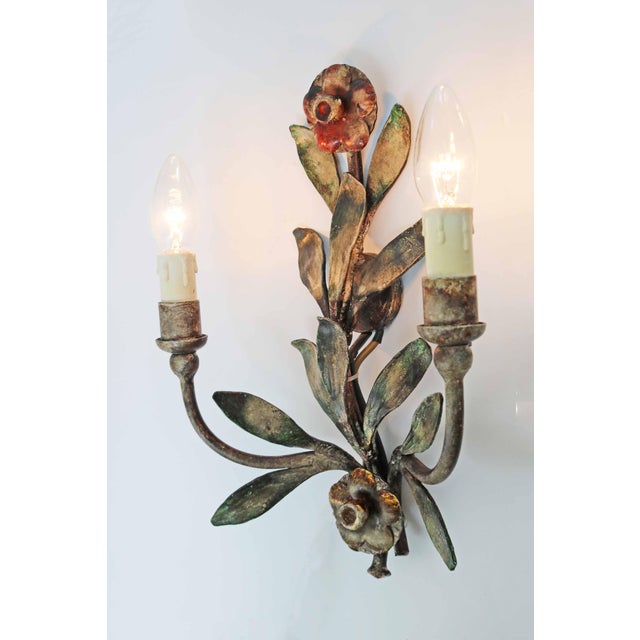 Florentine Style Hollywood Regency Floral Wall Lamp by Hans Möller, 1970s For Sale - Image 6 of 11