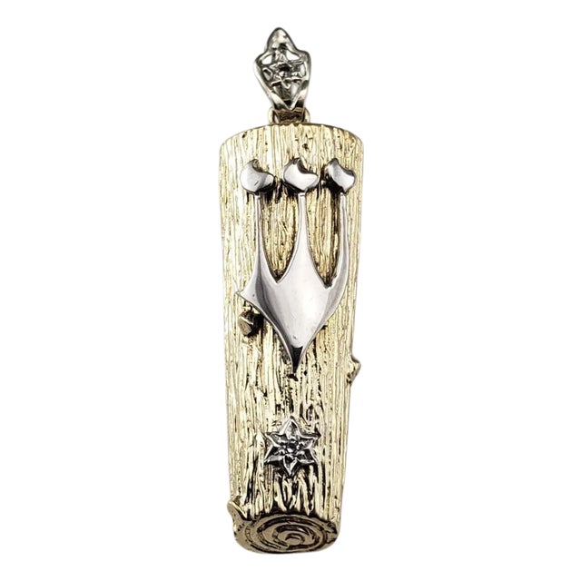 Late 20th Century 14 Karat Two-Tone Gold and Diamond Mezuzah Pendant For Sale
