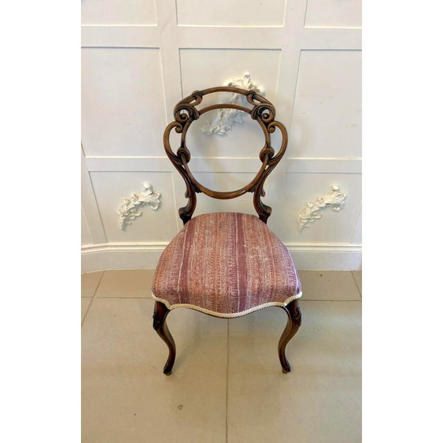 Antique Victorian Carved Walnut Balloon Back Dining Chairs, 1860s, Set of 4 For Sale - Image 6 of 7