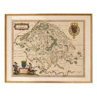 Willem Janszoon Blaeu, Map of Valois, Picardy, France, 1642, Hand Colored For Sale