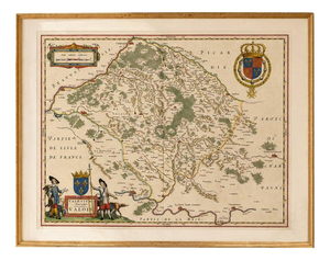 Willem Janszoon Blaeu, Map of Valois, Picardy, France, 1642, Hand Colored