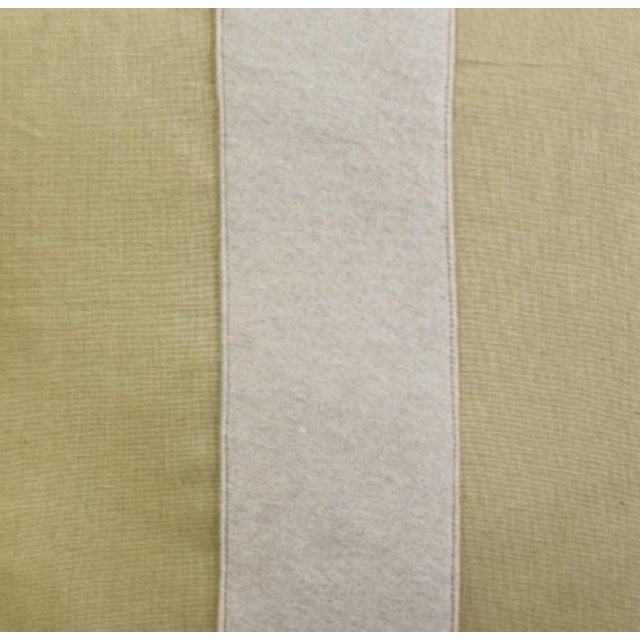 Cabin French Gold and Cream Appliqué Stripe Wool & Linen Feather/Down Pillow For Sale - Image 3 of 6