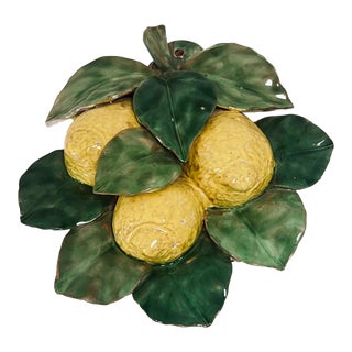 Vintage Italian Majolica Lemon Cluster Wall Hanging For Sale