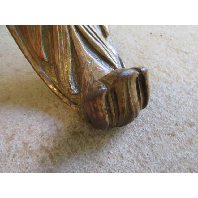 Wood Mid Century Italian Wooden Bench With Baroque Style Legs For Sale - Image 7 of 8
