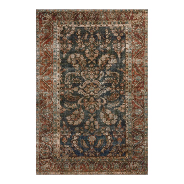 Chris Loves Julia x Loloi Jules Ocean / Spice 5'-0" x 7'-6" Area Rug For Sale