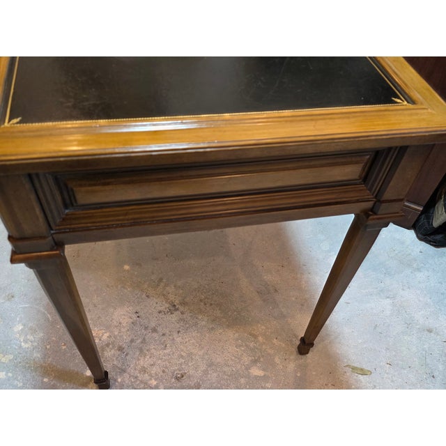 Vintage Brandt Regency Revival Neoclassical Writing Desk With Black Tooled Leather Inset Top For Sale In Washington DC - Image 6 of 16