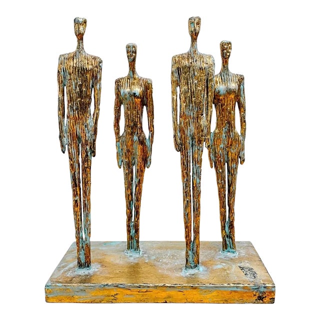 Vintage Gold Couples Figural Brutalist Sculpture For Sale