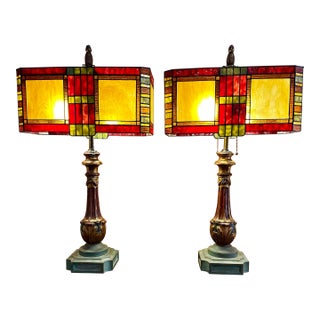 Pair of Custom 1930s Hollywood Regency Wood Gesso Lamps by Harry Burger. For Sale
