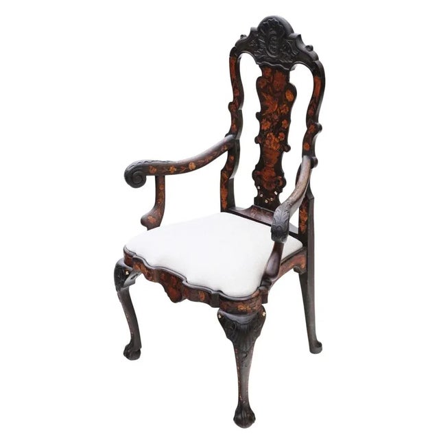 Brown 18th Century Dutch Marquetry Elbow Arm Chair For Sale - Image 8 of 8