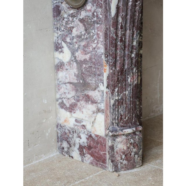 Stone Large Louis XVI French Fireplace in Exceptional Fleur De Pêche Marble For Sale - Image 7 of 16