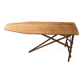 Vintage Wooden Miniature Ironing Board Table – 1930s–1950s Rustic Farmhouse Accent For Sale