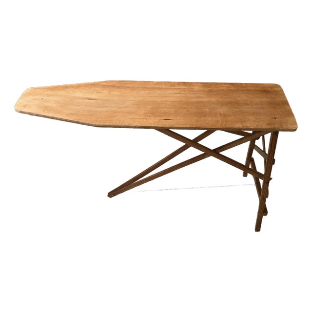 Vintage Wooden Miniature Ironing Board Table – 1930s–1950s Rustic Farmhouse Accent For Sale