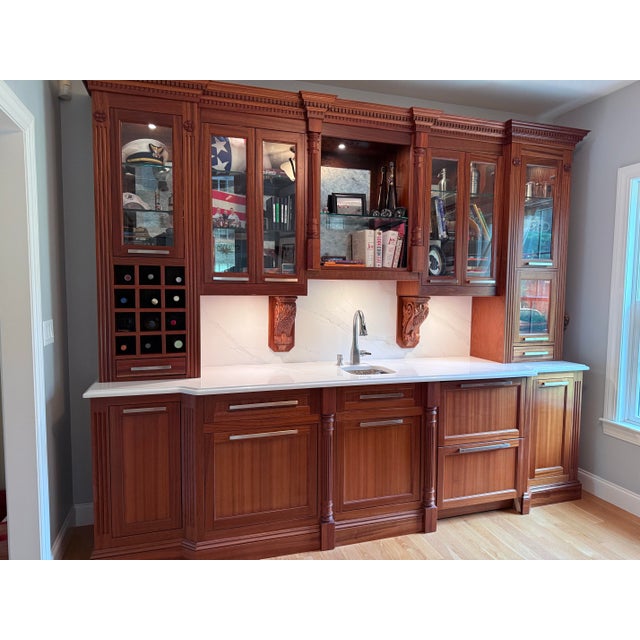 Stunning Hand Carved Mahogany Wet Bar. For Sale In Boston - Image 6 of 12