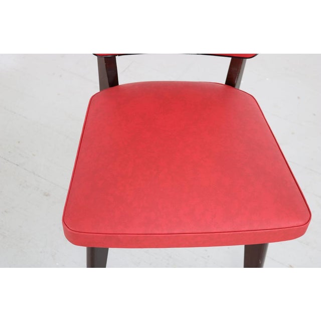 Kitchen Chair with Red Synthetic Leather Cover, 1960s For Sale - Image 11 of 18