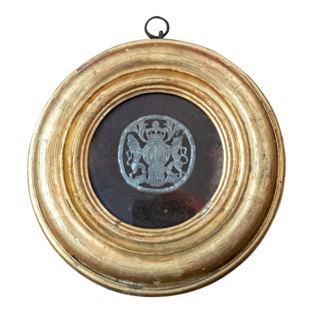 18th Century Giltwood Frame With British Metal Royal Warrant From Revolutionary War Era For Sale