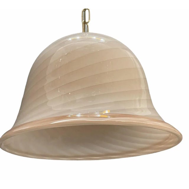 Pink Swirl Murano Glass Pendant Lamp from Venini For Sale - Image 7 of 11