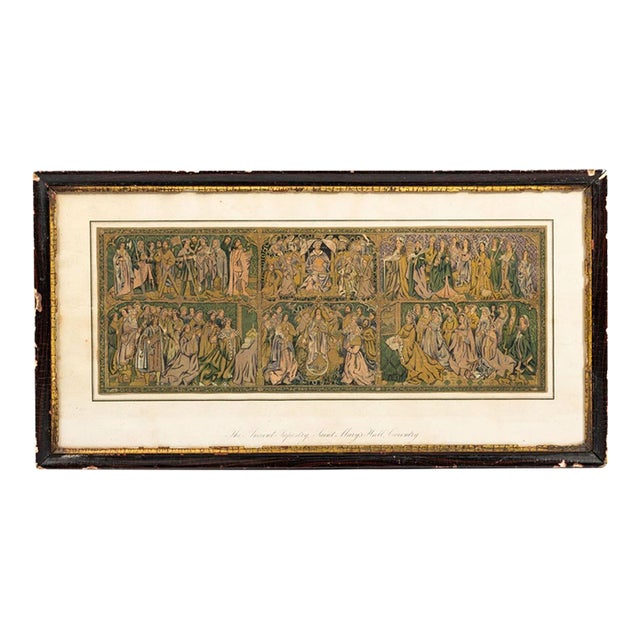 Antique 1869 Engraving of the Coventry Tapestry, St. Mary's Hall, Framed For Sale