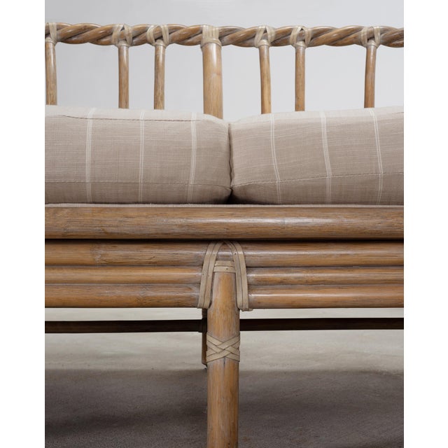 Pair of McGuire Organic Modern Cerused Twisted Rattan Settee and Lounge Chair For Sale - Image 11 of 18
