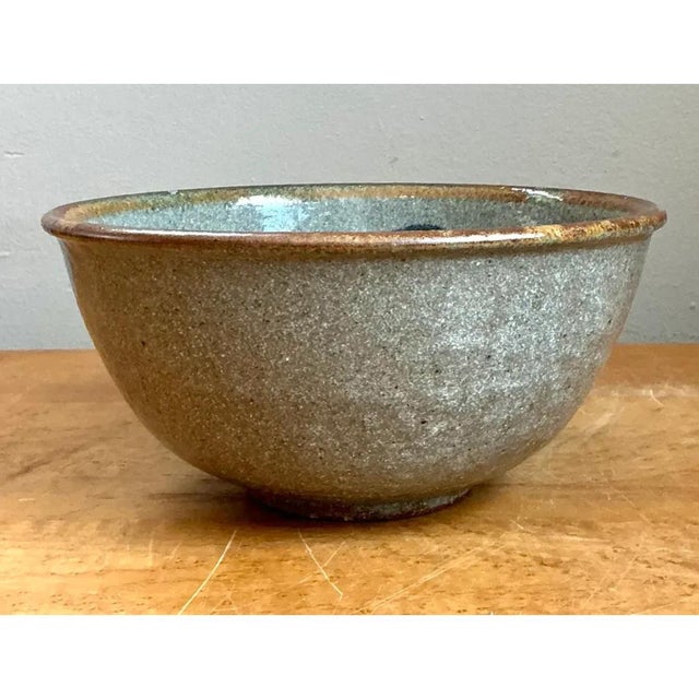 Teal Vintage Abstract Ceramic Bowl For Sale - Image 8 of 12