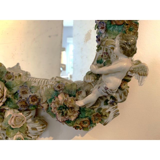 German Polychrome Porcelain Candleholder Mirrors, Set of 2 For Sale - Image 9 of 18