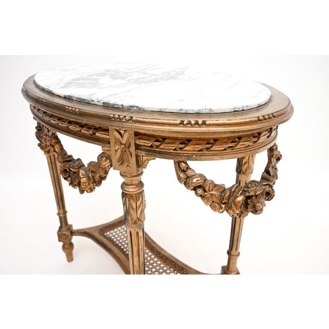 Antique French Carved Gilt Wood Occasional Table with Marble Top, 1890 For Sale - Image 9 of 11