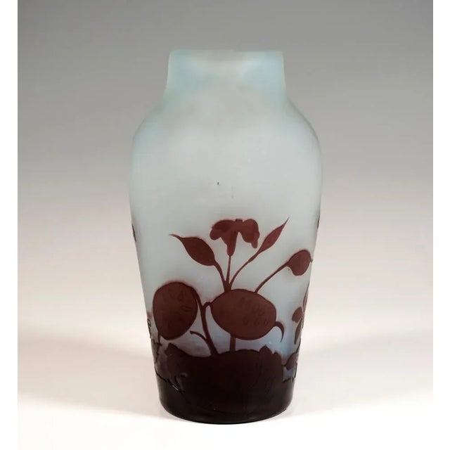 Art Nouveau Style Cameo Vase with Annual Honesty Decor from Emile Gallé, France, 1920s For Sale - Image 3 of 9