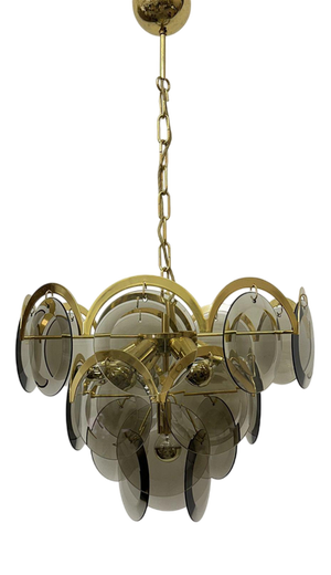 Smoked Glass Pendant Lamp, 1970s