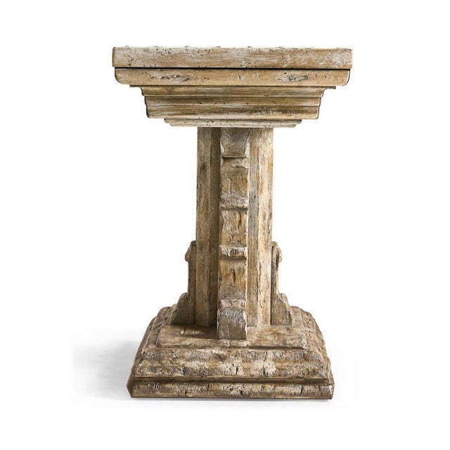 Brown Rustic Farmhouse Trestle Wood Side Table For Sale - Image 8 of 12
