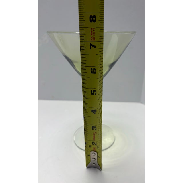Mid 20th Century Mid 20th Century Mid-Century Modern Green Fade Martini Glasses, European-Style Art Glass, Unmarked Set of 2 For Sale - Image 5 of 6