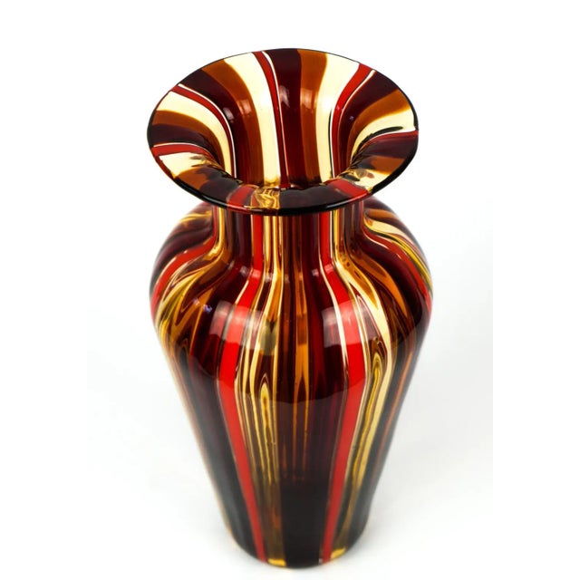 Red & Amber Blown Murano Glass Vase by Urban for Made Murano Glass, 2019 For Sale - Image 4 of 7