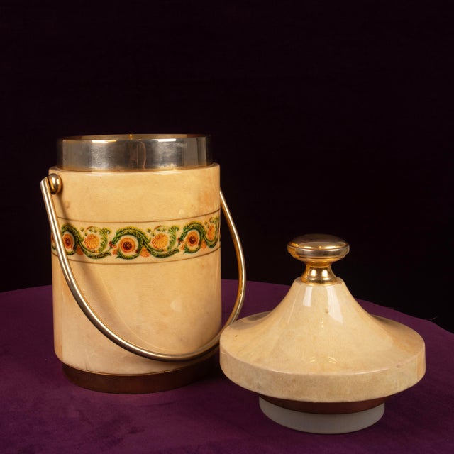 1970s Mod. 1225D Goatskin Parchment Ice Bucket by Aldo Tura, 1970 For Sale - Image 5 of 18