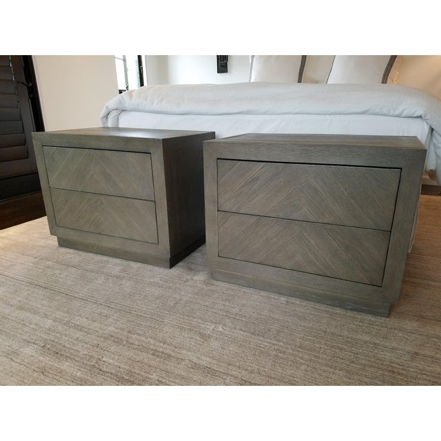 Restoration Hardware Herringbone Narrow Nightstands A Pair Chairish