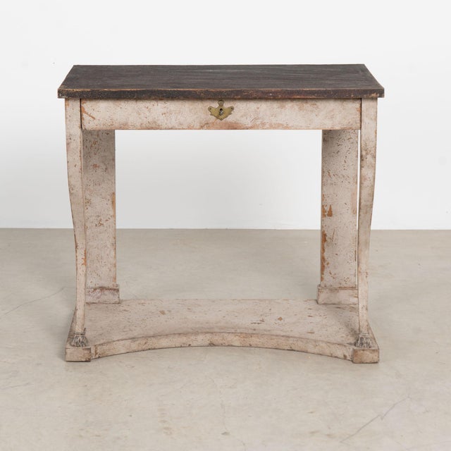 Gustavian (Swedish) 19th Century Swedish Gustavian Gray and Black Painted Console Table With Drawer For Sale - Image 3 of 16