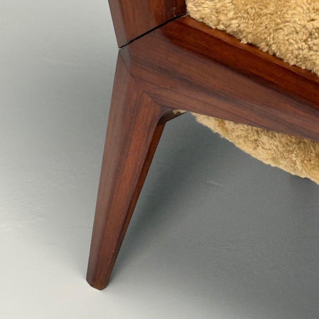 Vittorio Dassi Attr, Italian Mid-Century Modern Armchair, Honey Shearling, 1950s For Sale - Image 9 of 10