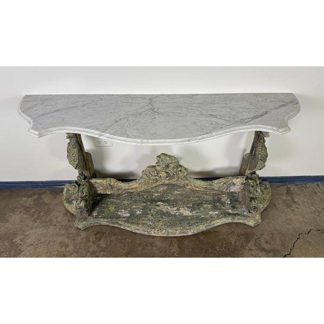 19th Century Italian Carved Console Table w/ Marble Top An extraordinary 19th century Italian console table, richly hand-...