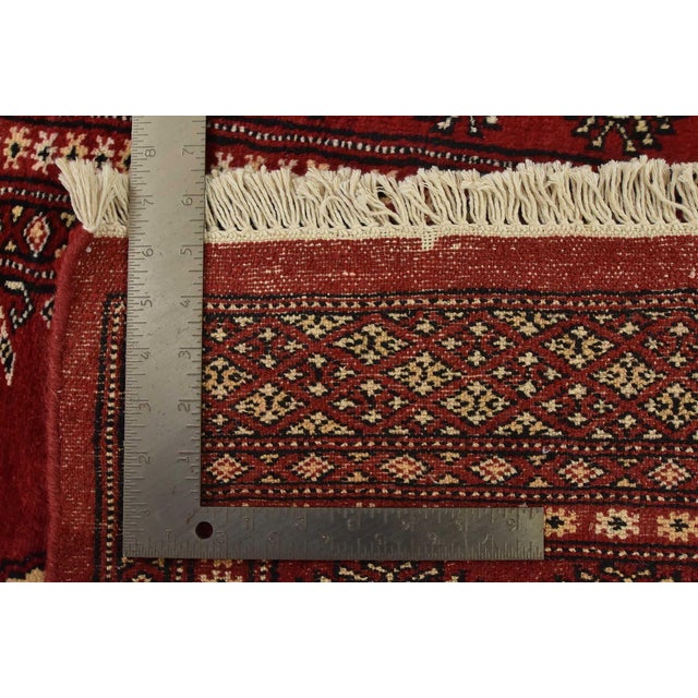 Bokhara Rug 4’8” X 6’1” Red Wool Tribal Hand-Knotted Oriental Carpet For Sale - Image 12 of 12