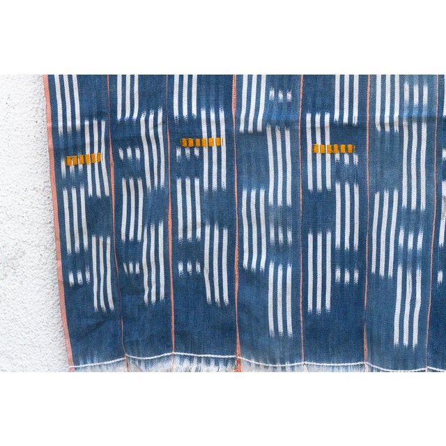Vintage Baoule African "River Stripe" Ikat Throw For Sale - Image 4 of 6