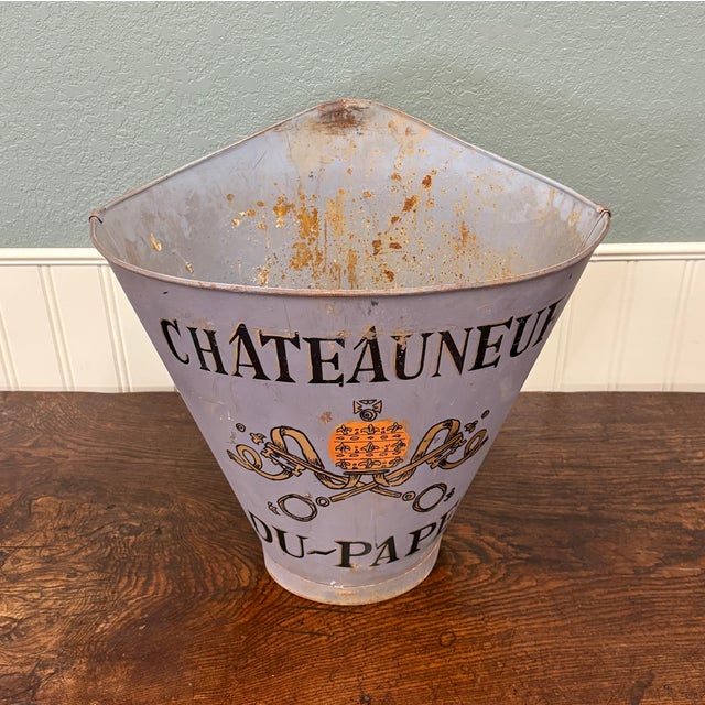 Gray Antique French Zinc Grape Hod Wine Cellar Harvest Bucket Basket Planter C. 1900 For Sale - Image 8 of 18