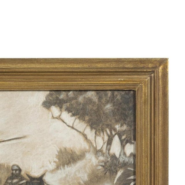 Portuguese School Artist, Shepherd with Sheep, Mixed Media on Paper For Sale - Image 4 of 6