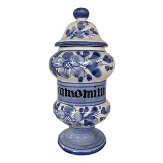 Vintage French Camomille Apothecary Jar For Sale