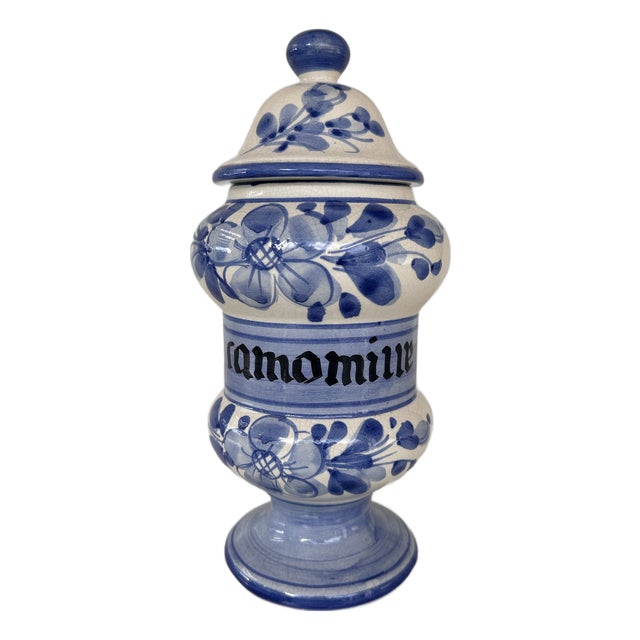Vintage French Camomille Apothecary Jar For Sale