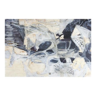 Vintage Mid 20th Century Gray and White Abstract Painting For Sale